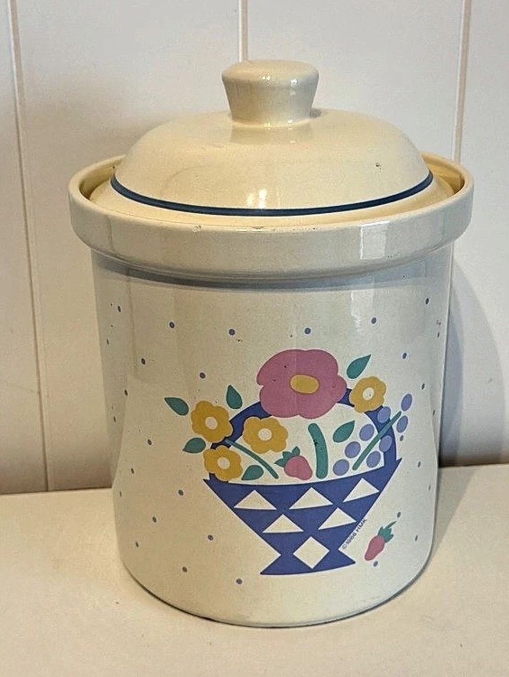 Vintage 1986 Hallmark Auntie Em Collection Ceramic Canister | Pastel Country Flo